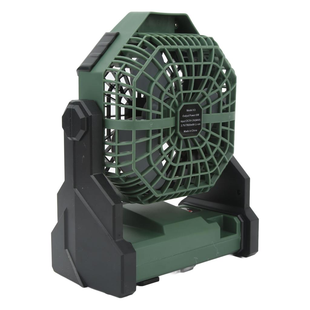 Outdoor Camping Fan ABS Stepless Lighting Portable 7800mah 5V Rechargeable Light for Traveling Black and Green