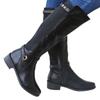 Womens Chunky Heel Leather Boots Long Booties Knee High Boots for Ladies Winter Shoes Slouchy Boots for Women Wide Calf