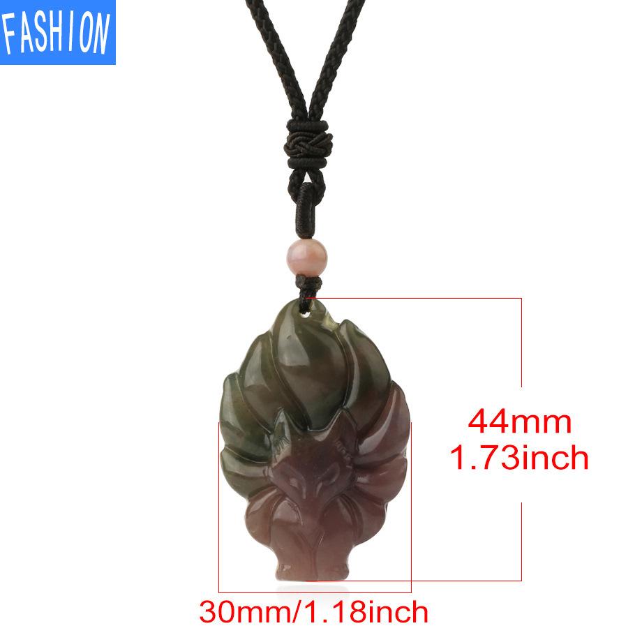 Кулон из натурального кристала с изображением лисы, обсидианового агата, индийского агата, регулируемое ожерелье