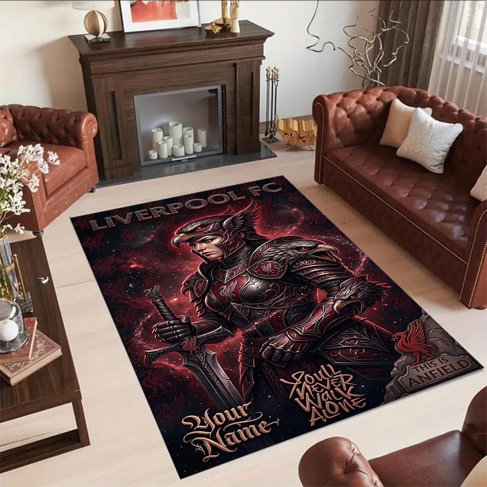 Liverpool Fc Customizable Name Floor Rug Office Rug Design For Playrooms Game Room Entryway Foyer Antislip Carpet Office Home Decor Spiritual Gift