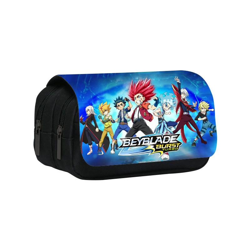 Beyblade Cartoon Character Print Student Double Layer Stationery Storage Bag For School And Travel Use