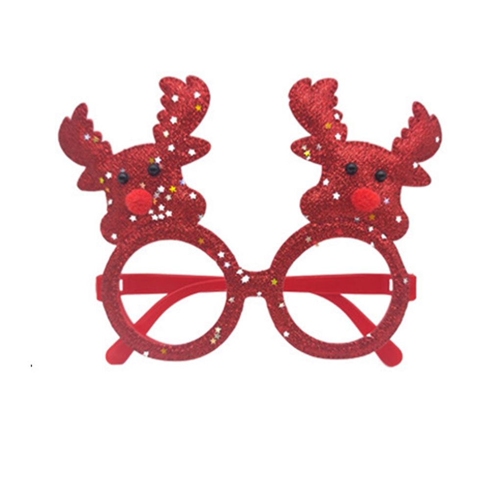 Рождественские мультяшные очки — подарки для взрослых и детей с изображением Санты, снеговика и рогов оленя