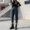 Winter New Fashion Vintage Korean Stytle Womens Jeans High Waist Denim Trousers High Street Harajuku Loose Leisure Straight Pant
