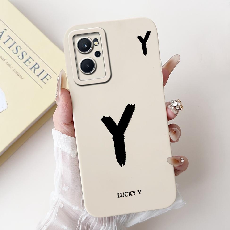 For Realme 9i 4G RMX3491 Cover For Realme 9i 4G Case Simple Fashion Luxury Letters A-Z Pattern Design Silicone Shockproof Bumper