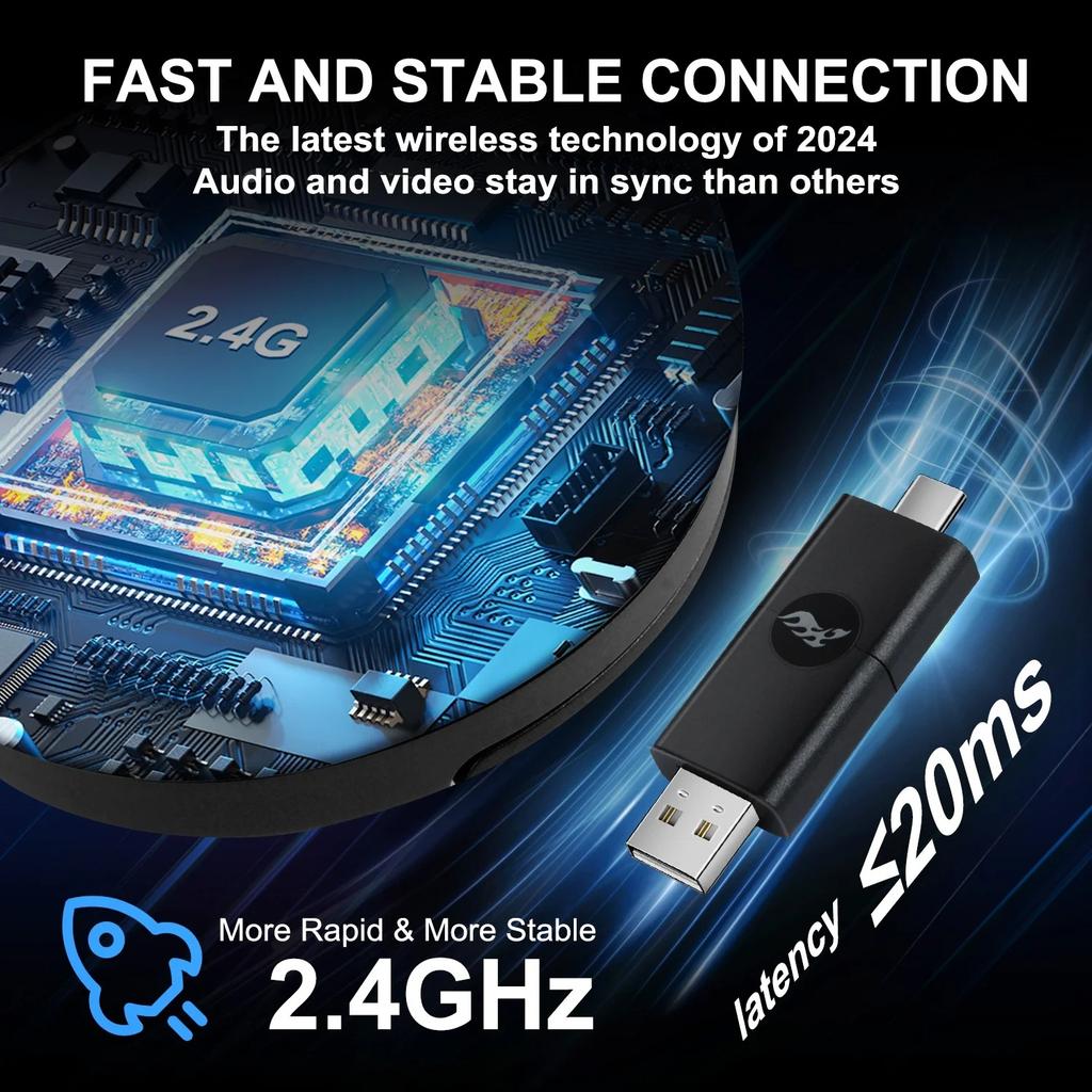 Wireless Gaming Headset, 1000mAh PC Gaming Headset with Mic for PS5 PS4 Switch with Bluetooth+2.4 GHz+USB with Noise Canceling Microphone,3.5mm Wired