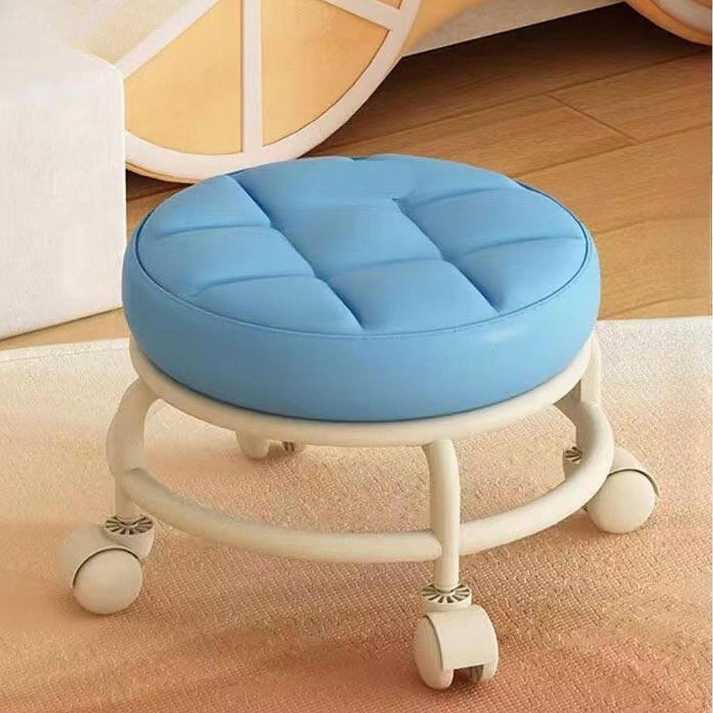 Low Roller Seat Rolling Stool Modern Sturdy PU Leather with Swivel Caster for Garage Porch