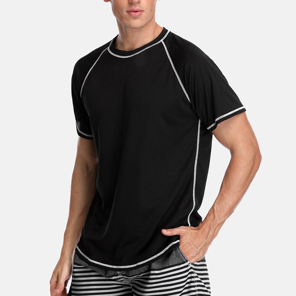 Charmleaks Мужские Рашгарды сухого кроя с короткими рукавами Свободная рубашка для бега Футболка для бега Пеший туризм Рашгард Топ UPF 50+ Дышащая пляжная одежда