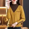 Women's Fake Two-piece Knit Sweater Sweater Fashionable Fashion Western Style Autumn and Winter Bottoming Shirt