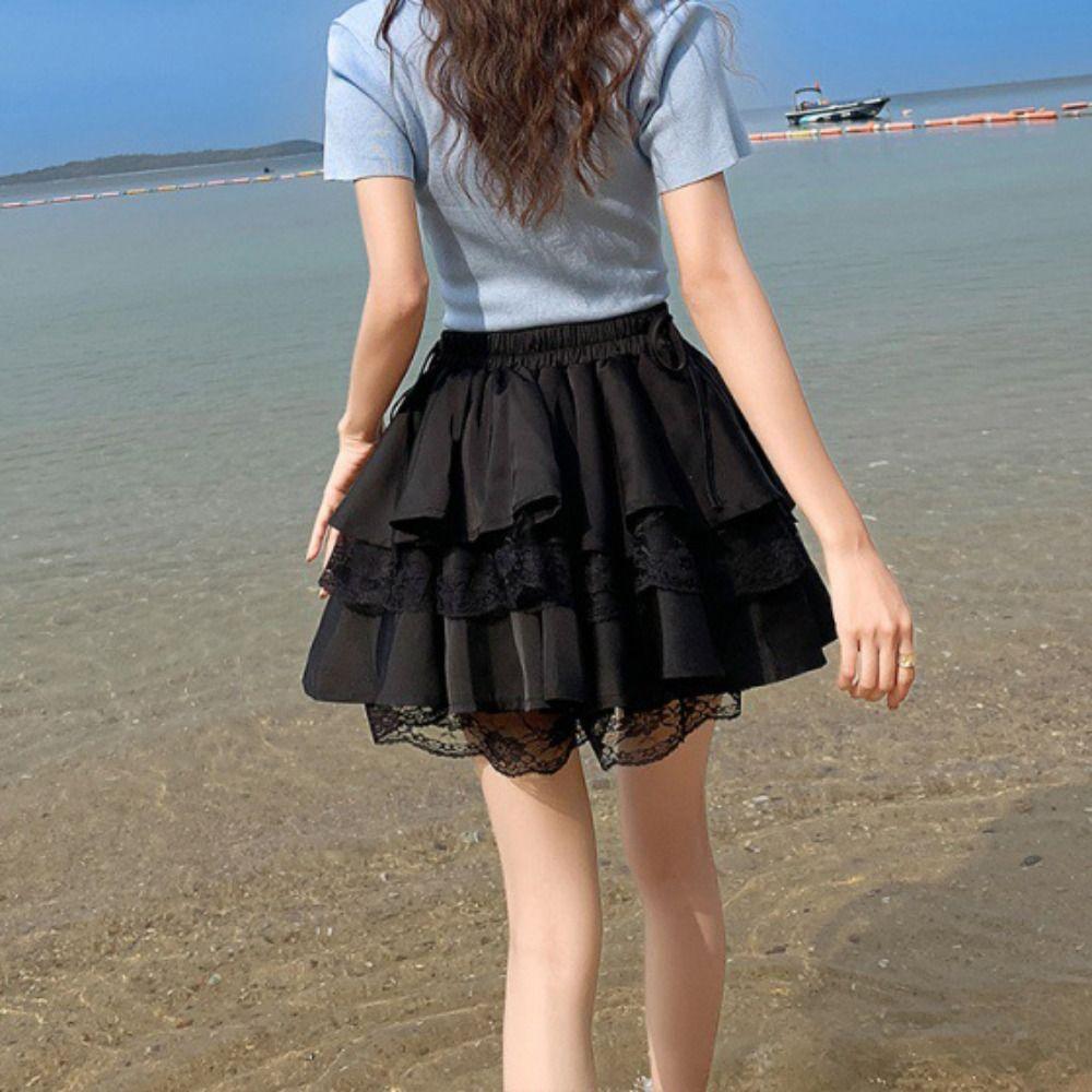 Юбка А-силуэта с высокой талией и шнуровкой, брюки-сафти, кружевные плиссированные мини-юбки, лето