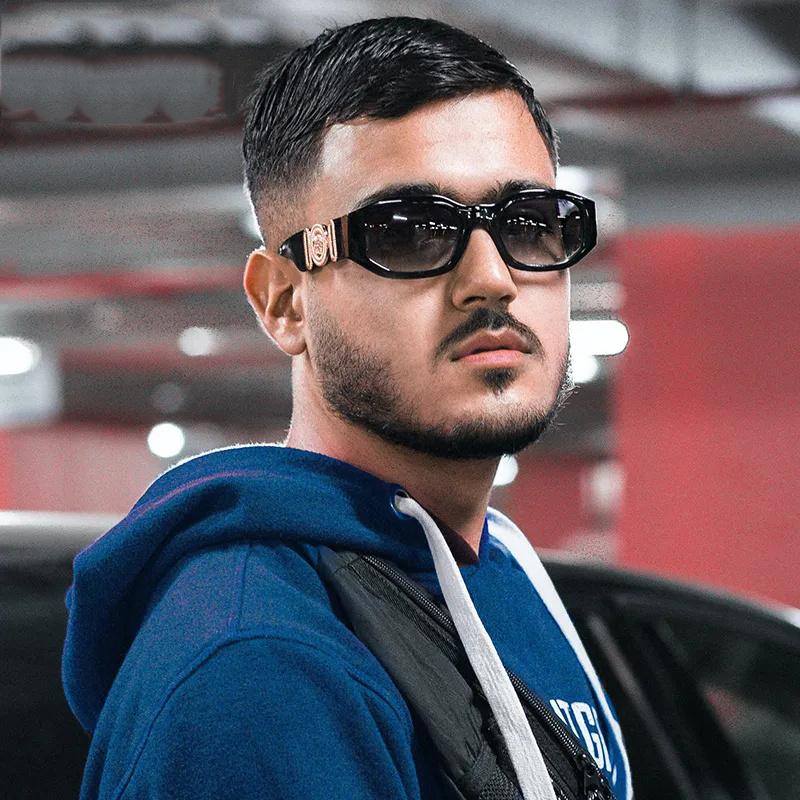 Fashion Irregular Sunglasses Men Rectangular Small Frame Hip Hop Outdoor Driving Trips Sunshade Non-polarized Glasses