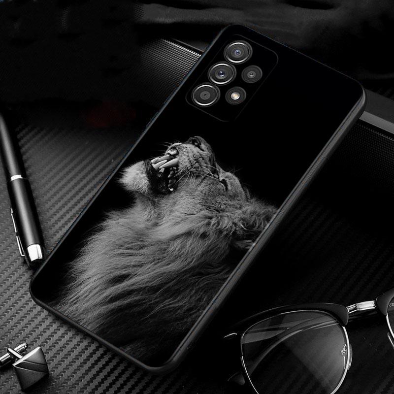 Чехол со львом для Samsung Galaxy A51 A71 A41 A31 A11 A01 A72 A52 A42 A32 A22 A21s A02s A12 A02, черный силиконовый чехол для телефона