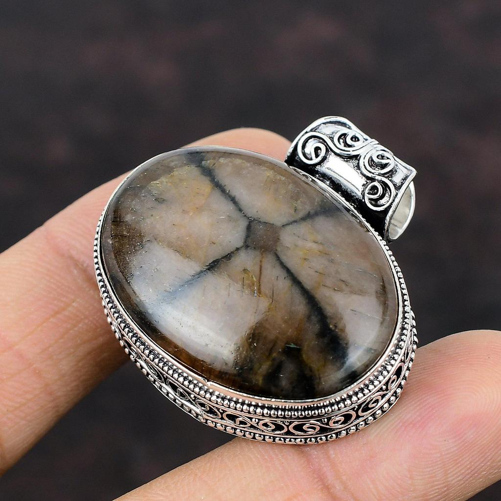 Chiastolite Pendant Handmade Jewelry 925 Sterling Silver Pendant Gemstone Jewelry Beautiful Vintage Pendant Gift For Women Statement Pendant