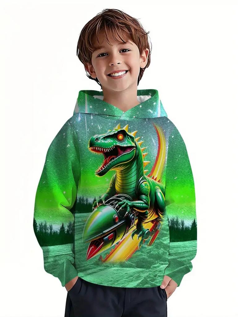 Boys' Hoodies Dinosaur 3d Print Autumn Long Sleeve Tops Pullover Baby Boy Clothes Sweatshirt Outdoor Causal Children's Clothing
