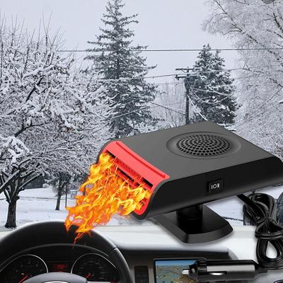 Портативный автомобильный обогреватель 2-в-1 12 В 150 Вт Быстрый автомобильный размораживатель Обогреватель лобового стекла с вращением на 360°, Подключается к прикуривателю для автомобиля, грузовика, внедорожника, дома на колесах