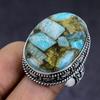 Ювелирное кольцо из стерлингового серебра 925 пробы с натуральным медным амазонитом, размер 8 u5r68