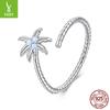 925 Sterling Silver Summer Vacation Style Coconut Tree Open Ring Fashion Ring Women'S Niche Premium Light Luxury
