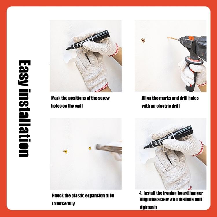 Сверхпрочный складной крючок для гладильной доски, стальные настенные органайзеры, инструмент для быстрого монтажа для компактных жилых пространств