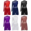 Womens Figure Skating Dance Leotard Single Sleeve Mock Neck Sparkle Rhinestone Ice Performance Wear