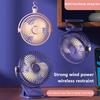 Small Fan 5-Speed Adjustable & 3-Mode Night Light USB Rechargeable Mini Fan for Outdoor 360 Rotatable Clip/Stand/Hang Design