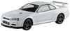 Aoshima Bunka Kyozai Scale Rakupla Snap Kit Nissan R34 Skyline White Plastic Model Kit 1/32 No. 12-WH GT-R Pre-Colored (Automobile)
