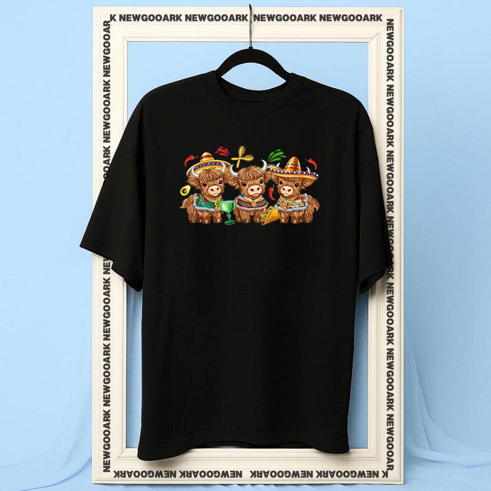 Cinco de Mayo Highland Cow Shirt Women Unisex Summer Cotton Graphic T Shirts Adult Streetwear Camisetas Shortsleev Breathable