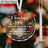 Teacher Appreciation Glass Ornament, "A Teacher's Light" Quote Hanging Decoration, Teacher's Day Christmas Thanksgiving Gift, Back-to-School Gift