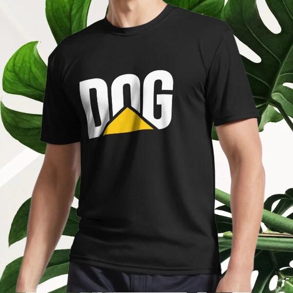Новый логотип DOG-гусеница (белый текст) Активная футболка с логотипом Смешной размер от S до 5XL