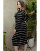 Azura Exchange Black Plus Size Striped Loose Long Shift Dress