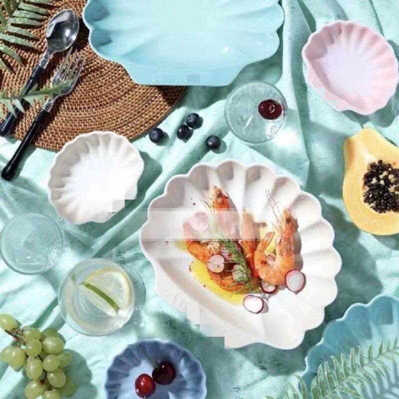 Тарелка в форме ракушки, серия French Color Ocean, керамический фарфор, бытовая посуда для ресторана, кухни, столовые приборы
