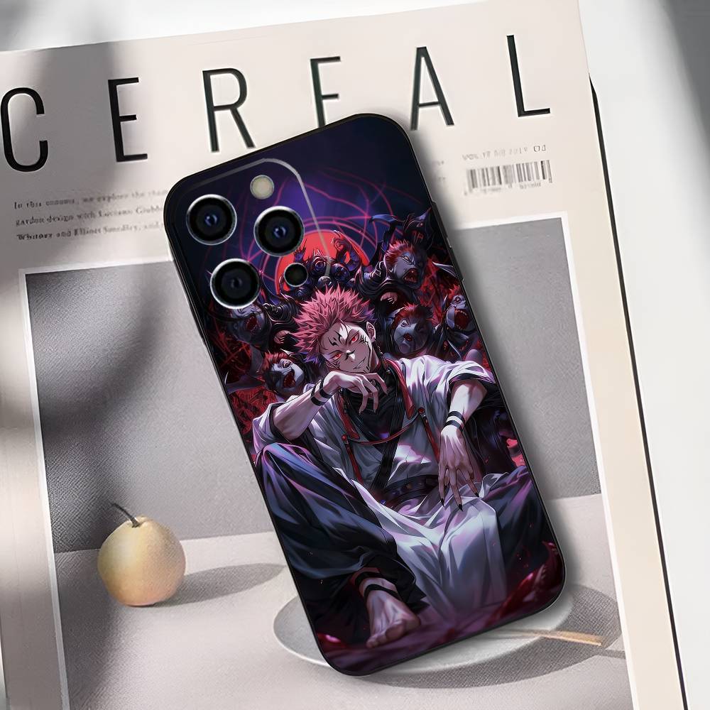 R-Рёмен Сукуна J-Дзюдзюцу К-Кайсен Чехол для телефона Для IPhone 17,16,15,14,13,12,11,Plus,Pro,Max,Plus,XS,мягкий чехол Черный силикон