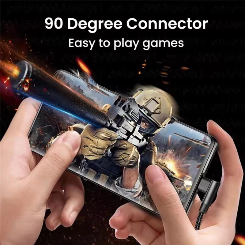 100 Вт USB C - Type C PD кабель для быстрой зарядки, угол 90 градусов, шнур для зарядки, провод для iPhone 15 Pro max, Xiaomi, Huawei, Macbook, iPad