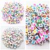 50Pcs 6mm 26 Letter Acrylic Loose Beads DIY for Necklace Bracelet Pendant Jewelry Making