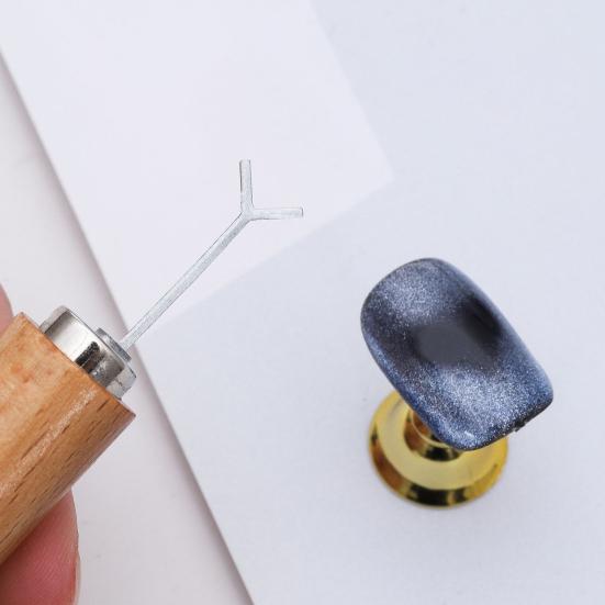 Двухголовочный магнитный стержень Y-образной формы из железной проволоки, набор маникюрных инструментов, простой в использовании, портативный, прочный деревянный цилиндрический магнитный стержень