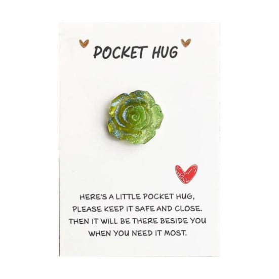 Pocket Hug Card with Gradient Rose for Women Men Mini Pocket Hug Tokens with Greeting Card Inspirational Gifts for Long Distance Relationship