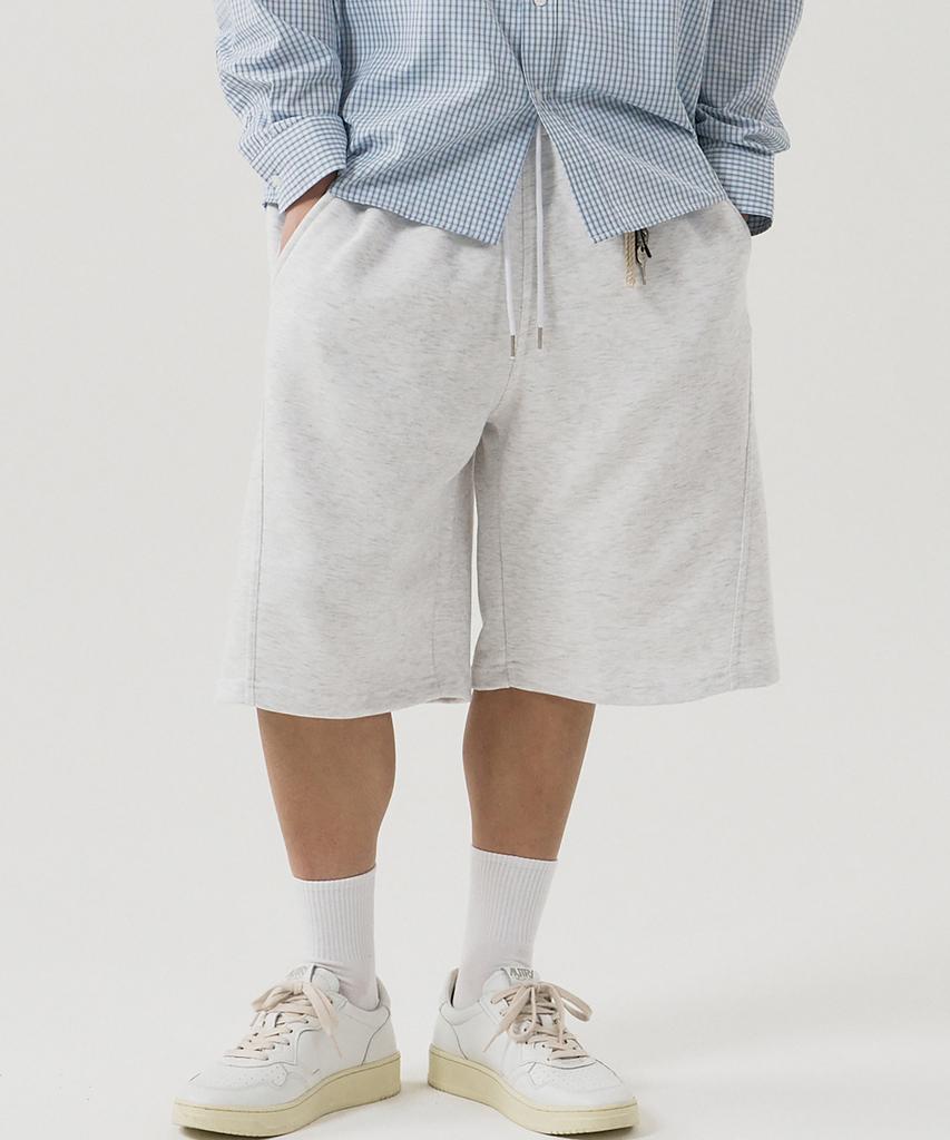 GNOK Curved Sweat Shorts [White Melange]