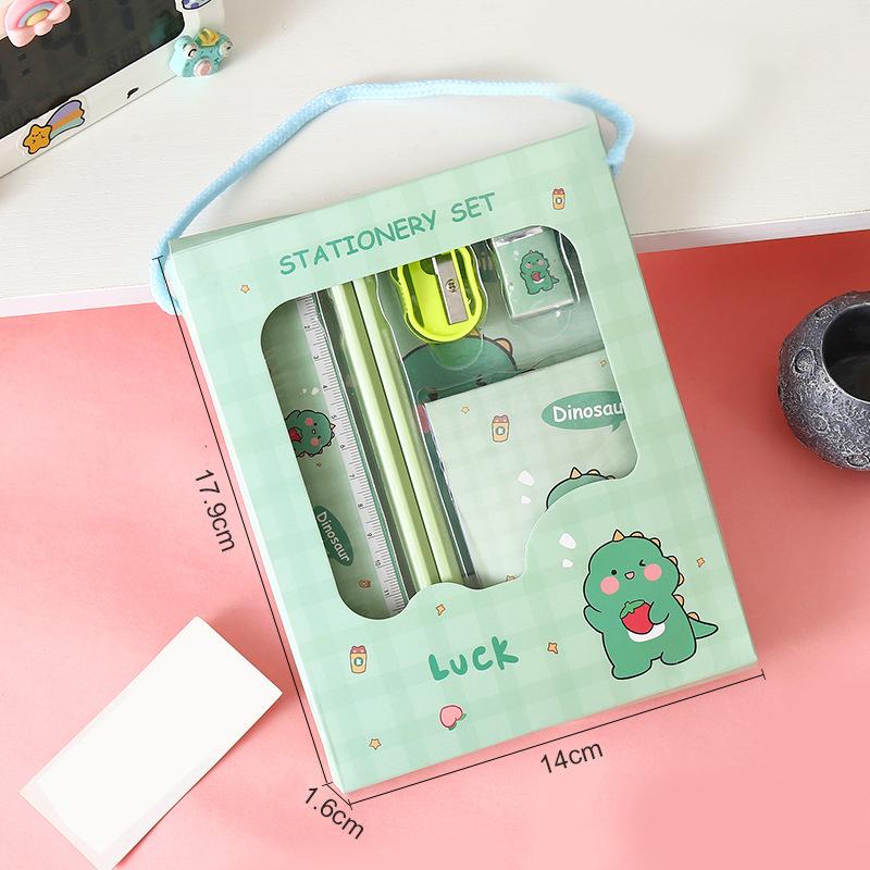 6 шт. творческий детский канцелярский набор мультфильм точилка для карандашей ластик блокнот линейка карандаш кавайные школьные принадлежности подарки