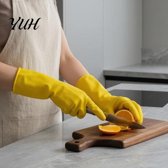 Long Cuff Waterproof Gloves for Cleaning 2PCS Household Gloves, Reusable PVC Thickened Work Extended Daily Use Wristband Multi Purpose Dishwashing And
