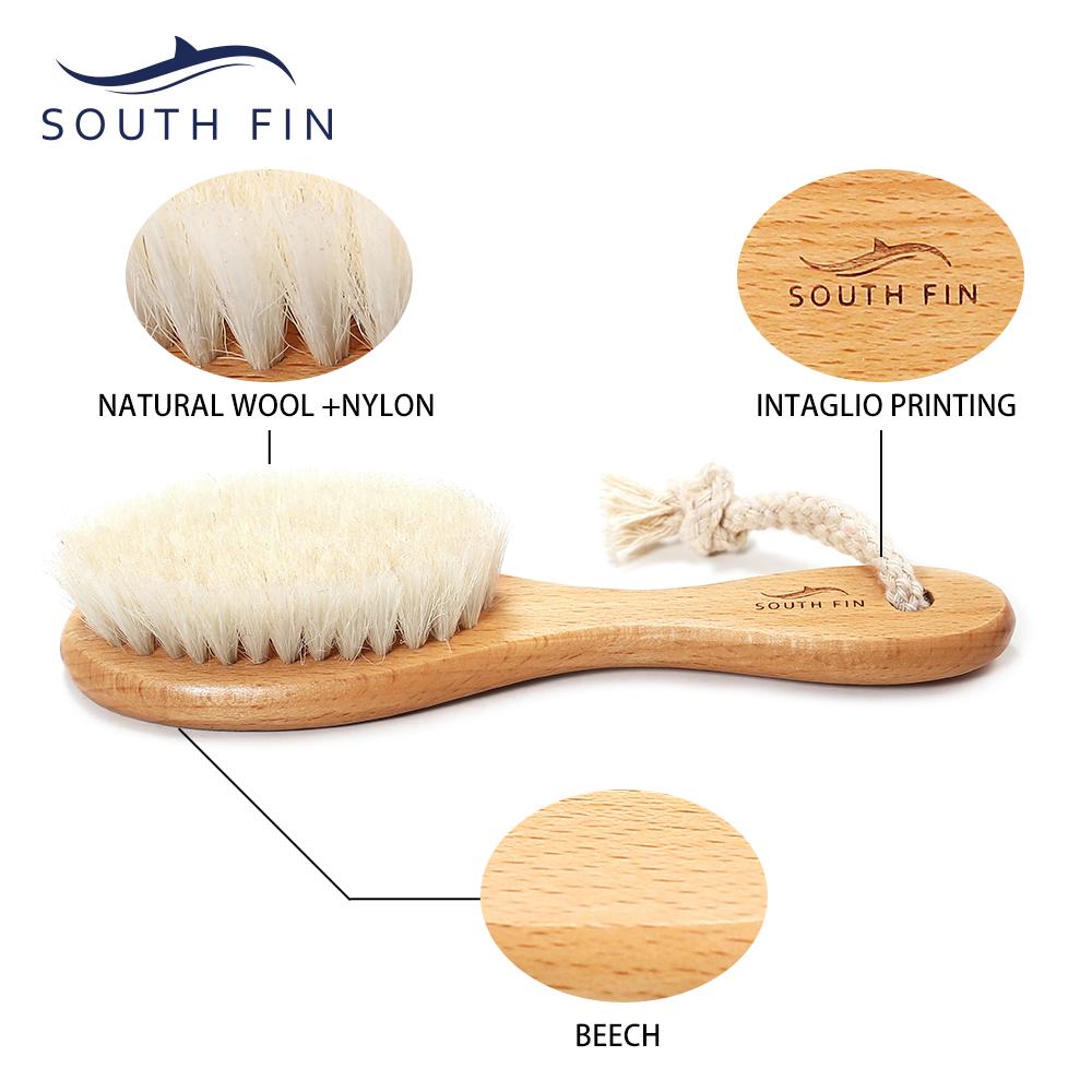 Деревянная детская щетка для волос SOUTH FIN для новорожденных, расческа для волос из мягкой шерсти, массаж головы для детей