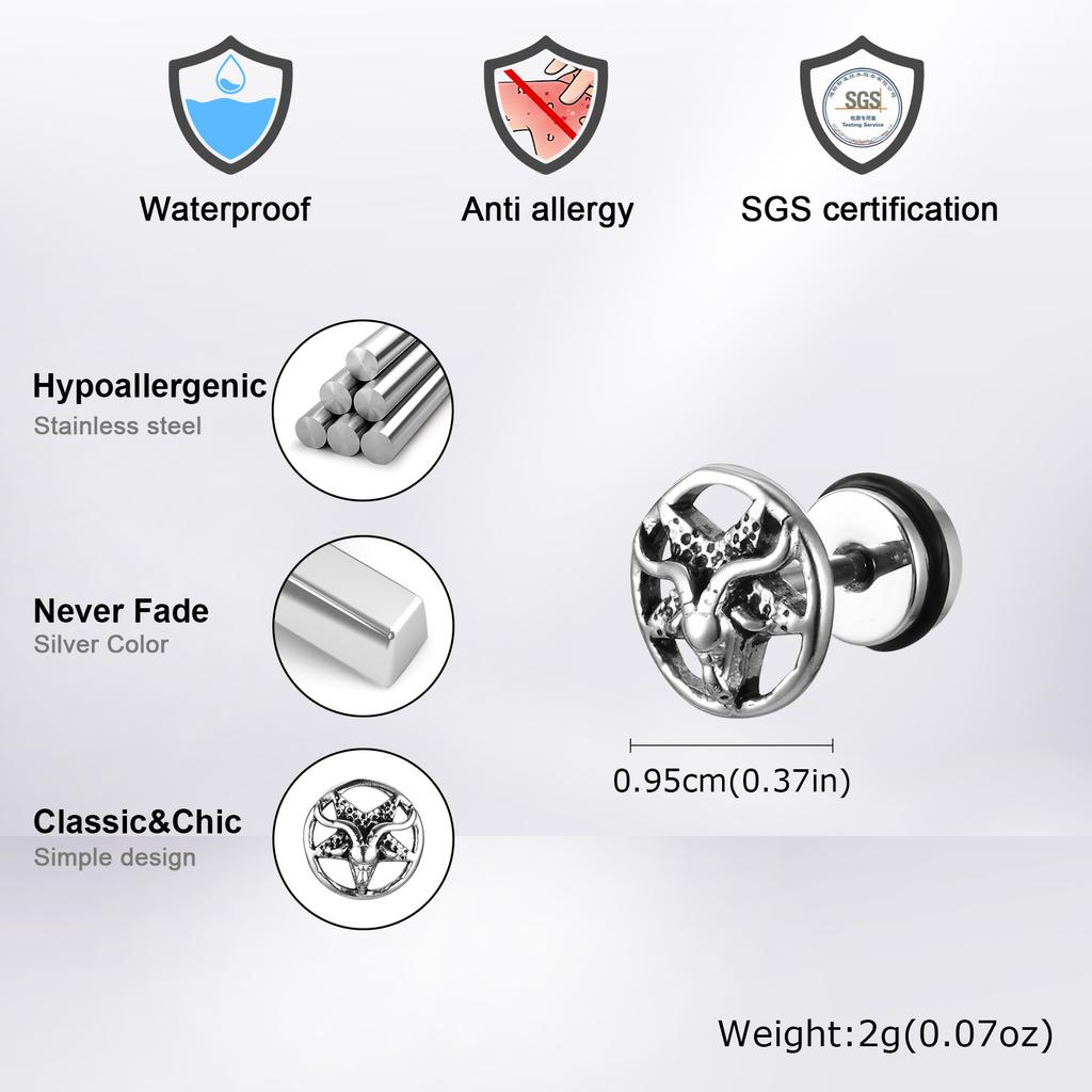 Vnox Готические серьги-пусеты Сатана Дьявол Коза Сатаны для мужчин, винтажные серьги-звезды из нержавеющей стали, демон Бафомет, ювелирные изделия