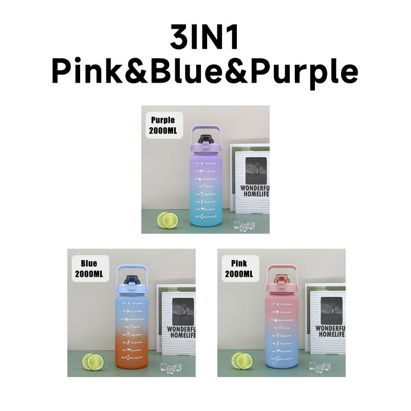 2 Liter Sports Water Bottle With Straw Men Women Fitness Water Bottles Outdoor Cold Water Bottlesc With Time Marker Drinkware