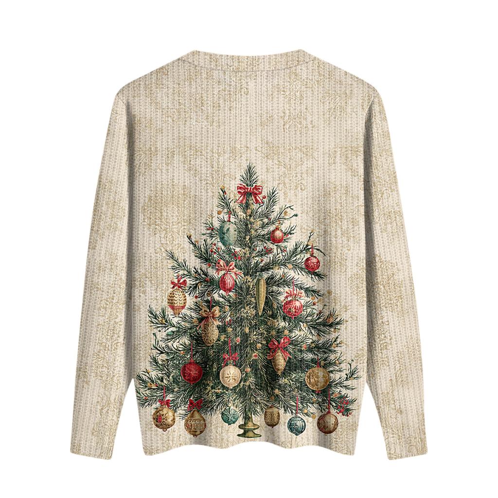 Women's Cute Sweatshirt Knitted Fashion Casual V-neck Long-sleeved Cozy Print Top