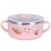 Baby Children Bowl Cartoon 304 Stainless Steel Rice Feeding Bowl with Lid TablewarePink