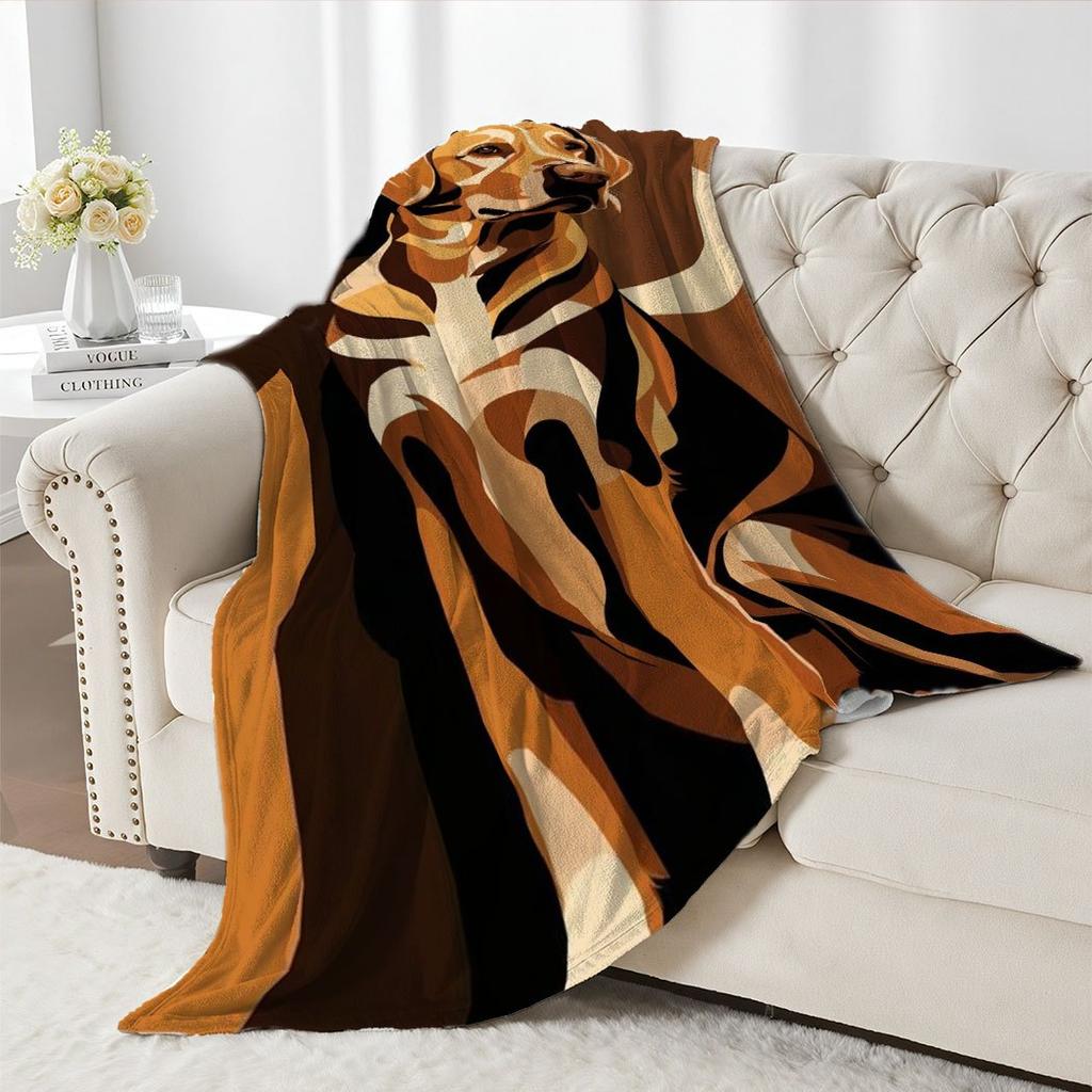 Abstract Dog Print Flannel Throw Blanket Soft Cozy Fleece for Home Office Sofa and Car All Season Stylish Gift