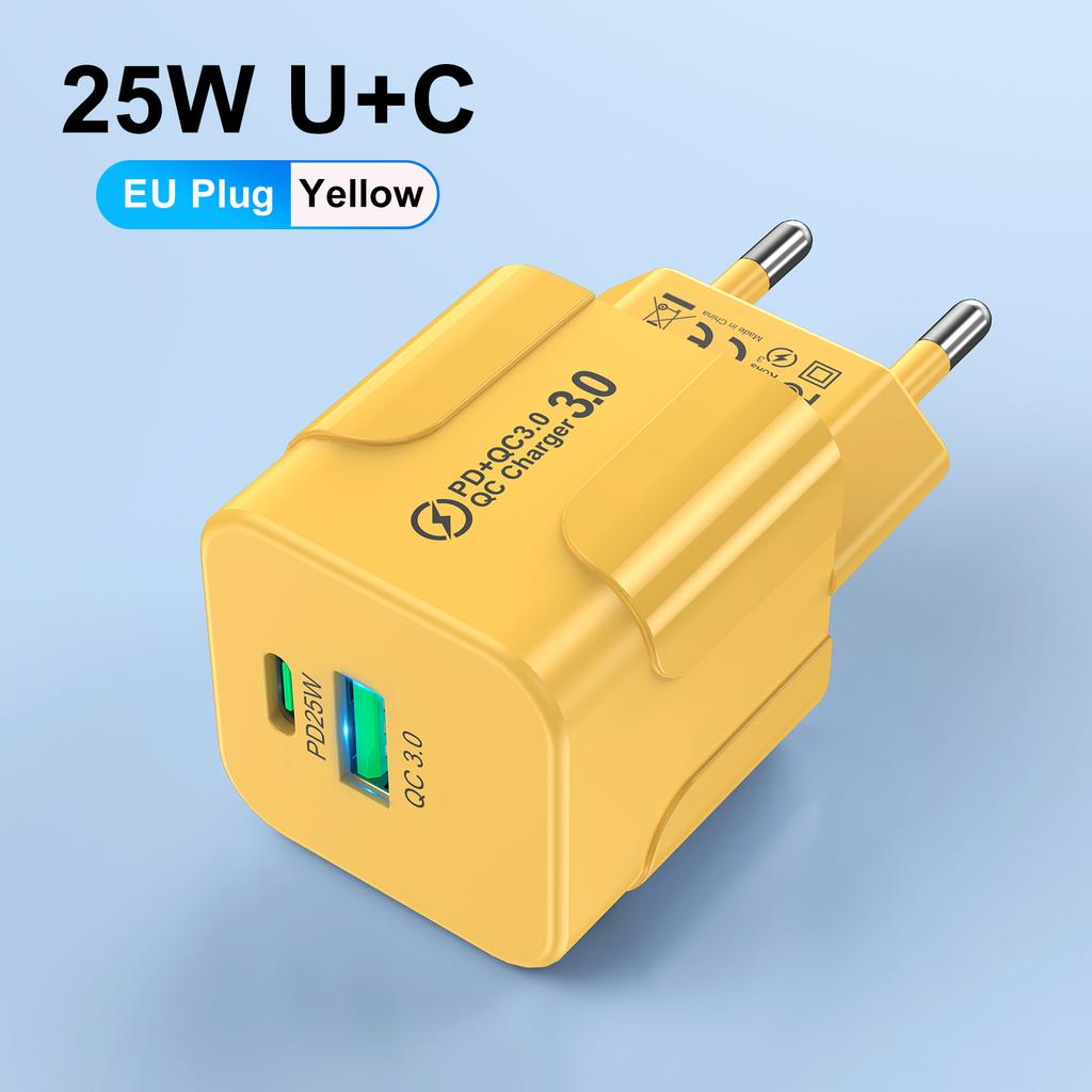 PD 25W USB C быстрое зарядное устройство для iPhone 15 Pro Max Xiaomi 14 Oneplus KR EU US Mini 2 порта дорожный штекер телефон быстрая зарядка адаптер