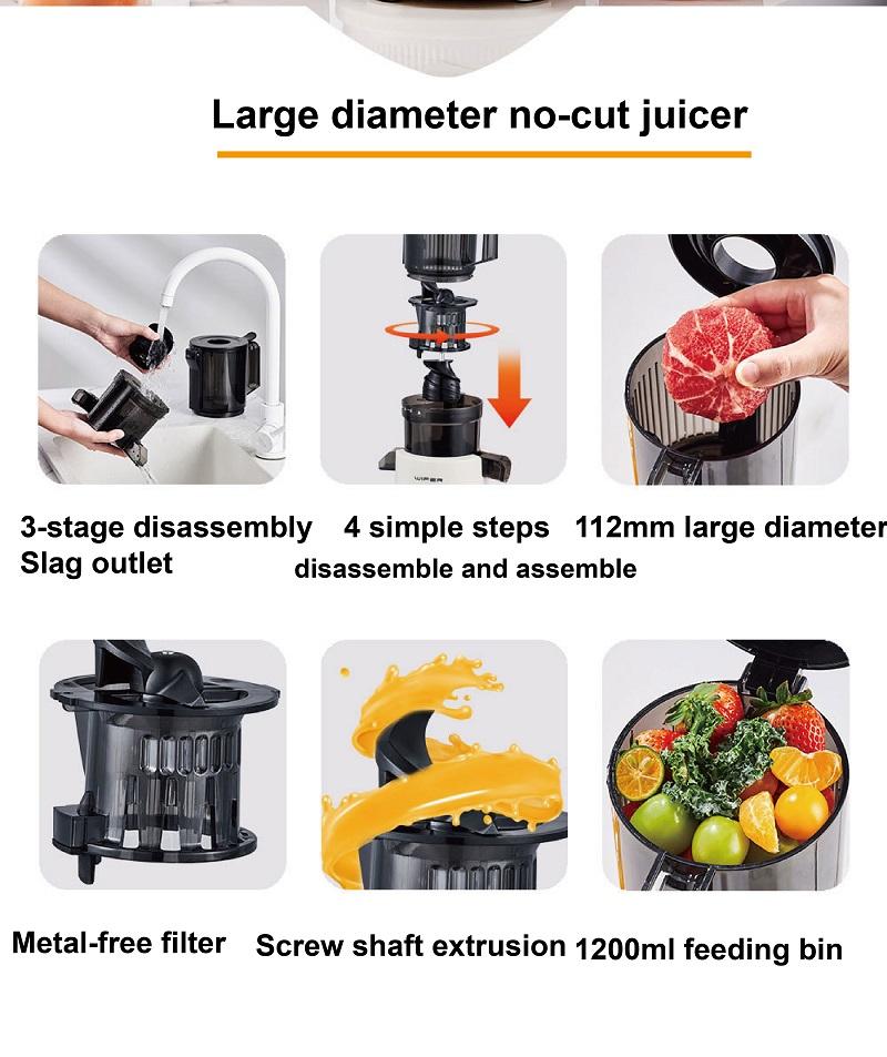 Xiaomi 2L Automatic Large Caliber Juicer Low-speed Juicer Multifunctional Fruit Vegetable Screw Slow Juicer Household Electric Juicer