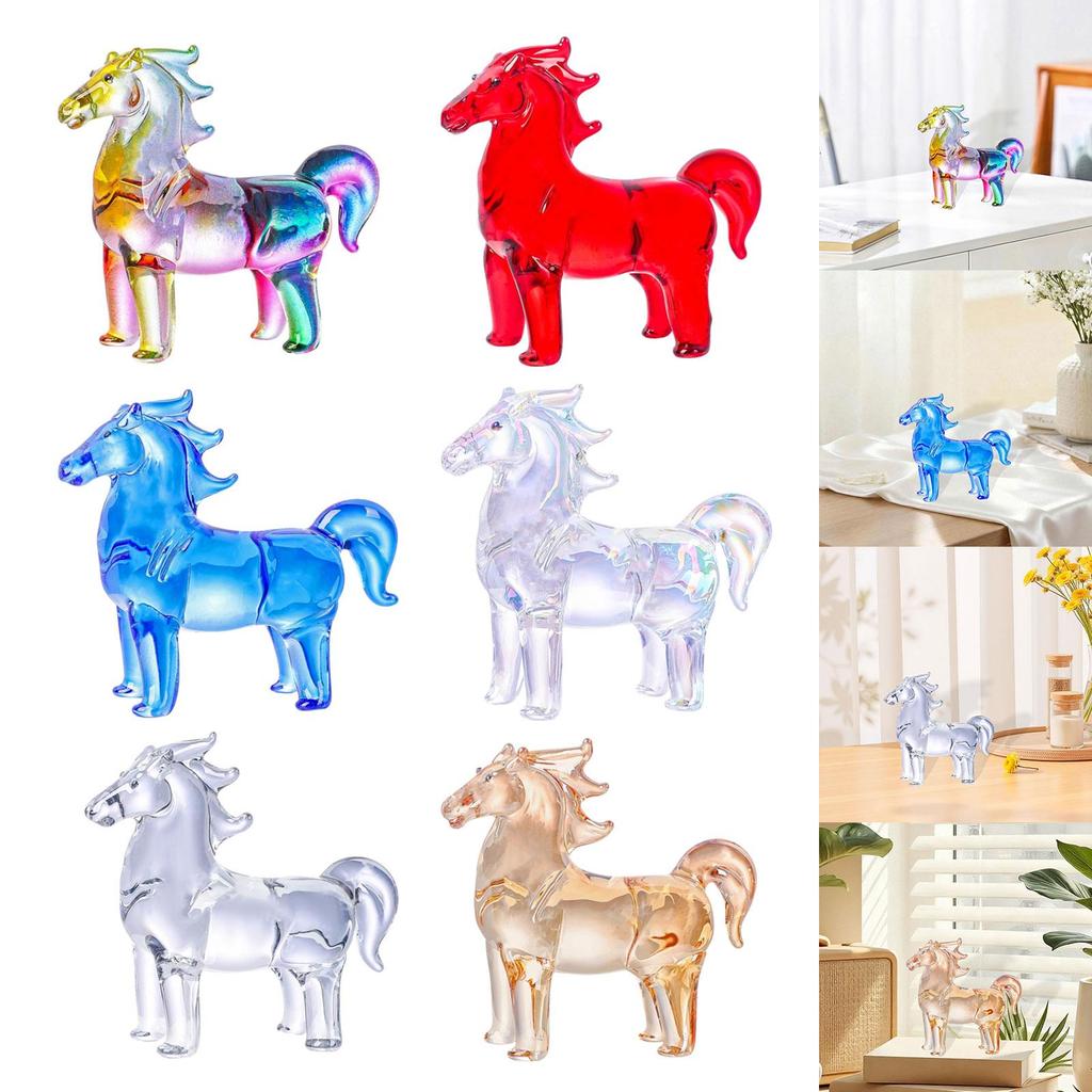 Elegant Crystal Horse Figurine Animal Statue Decorative Sculpture Tabletop Decor for Modern Home Bedroom