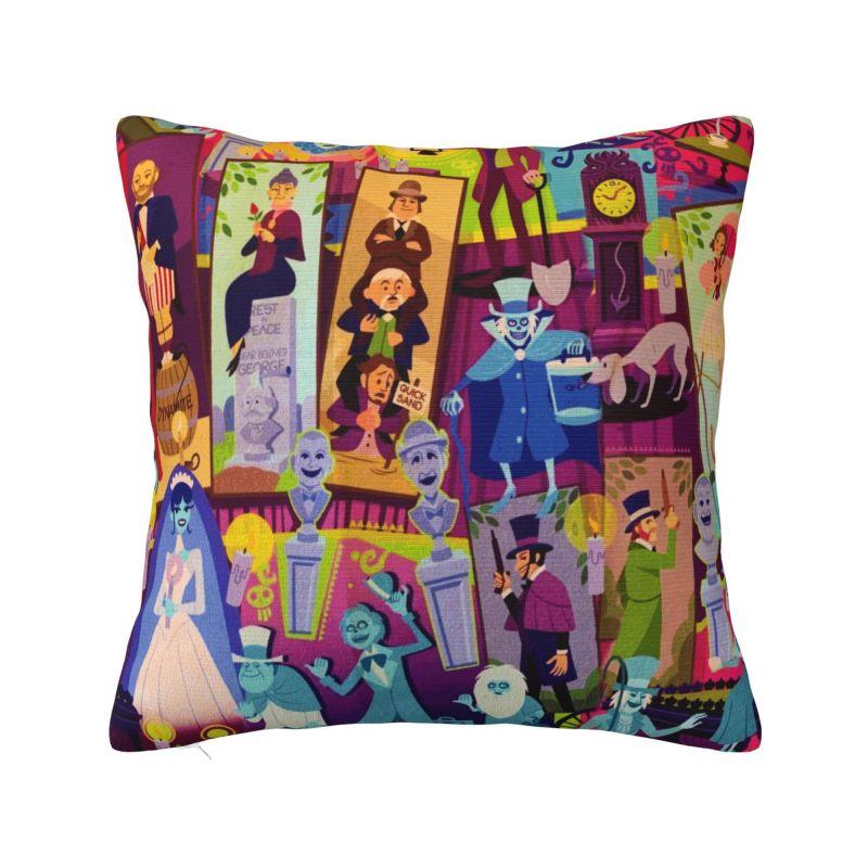 Happy Haunts Pillow Case 45x45cm Decor Home Haunted Mansion Grim Grinning Ghost Luxury Cushion Cover Velvet Pillowcase