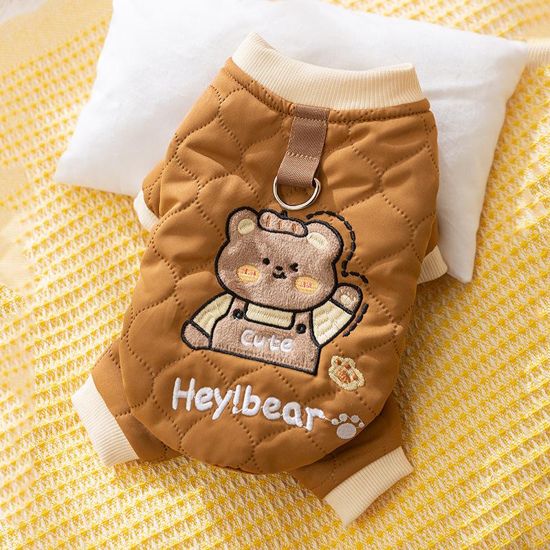 Dog Four-legged Clothes Yorkshire Than Bear Teddy Quilting Cotton Can Be Towed Cotton Clothes Autumn and Winter Warm Pet Clothes