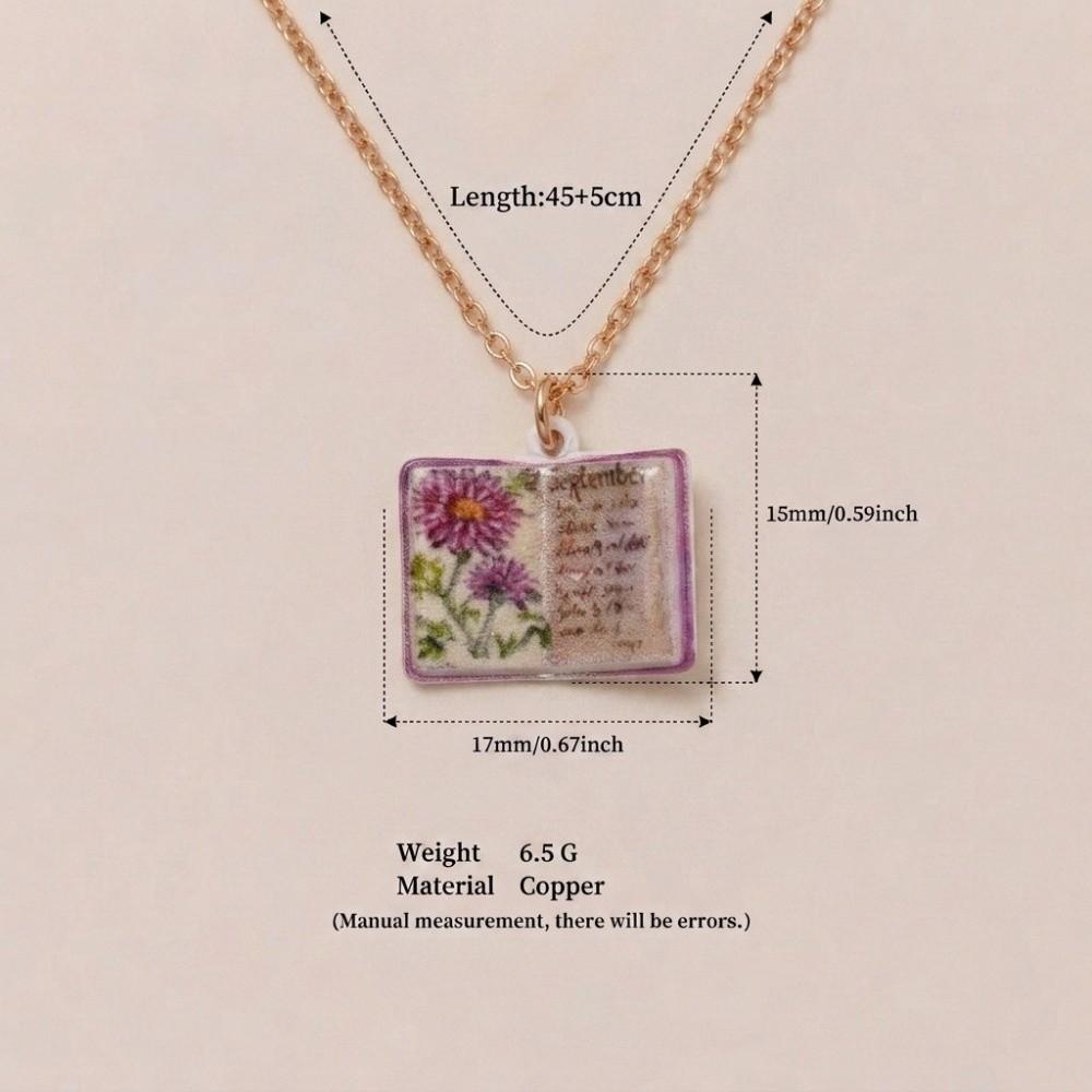 Vintage Style Book Pendant Necklace Antique Porcelain Pendant Necklace Jewelry Accessory