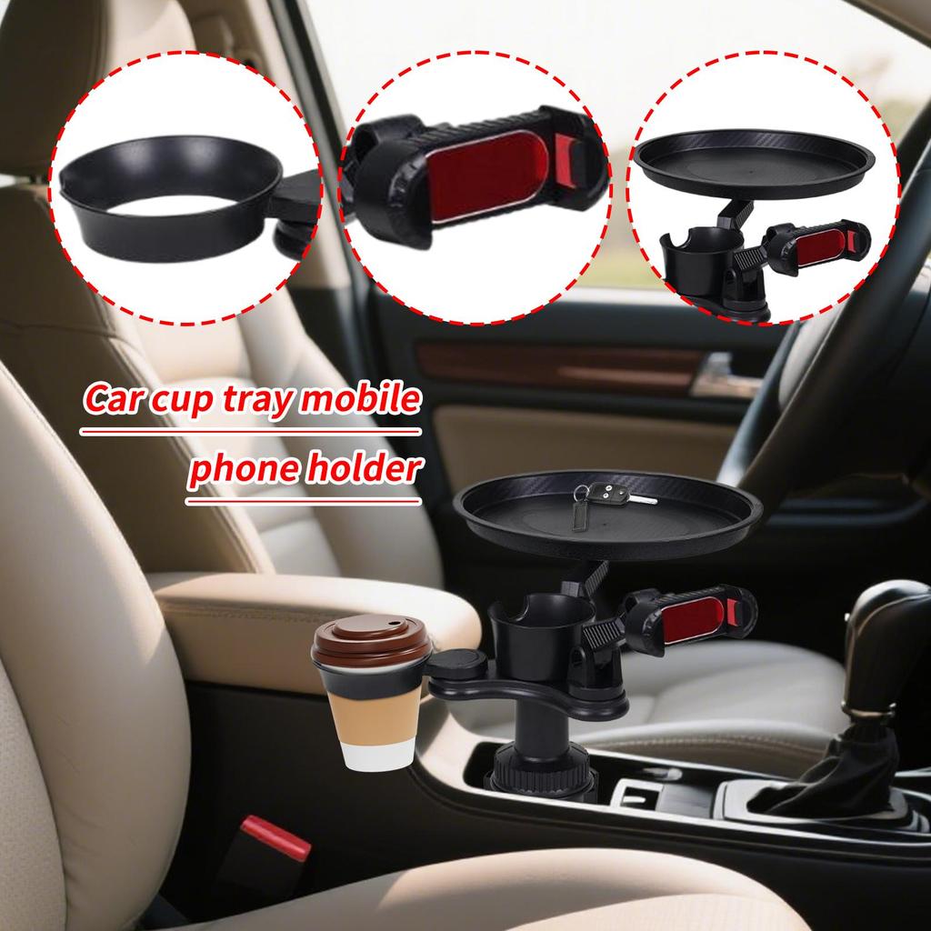 Car Cup Tray Mobile Phone Holder Telescopic Car Cup Storage Table Rotation Table Slot Automotive Food Tray Expander Organizer